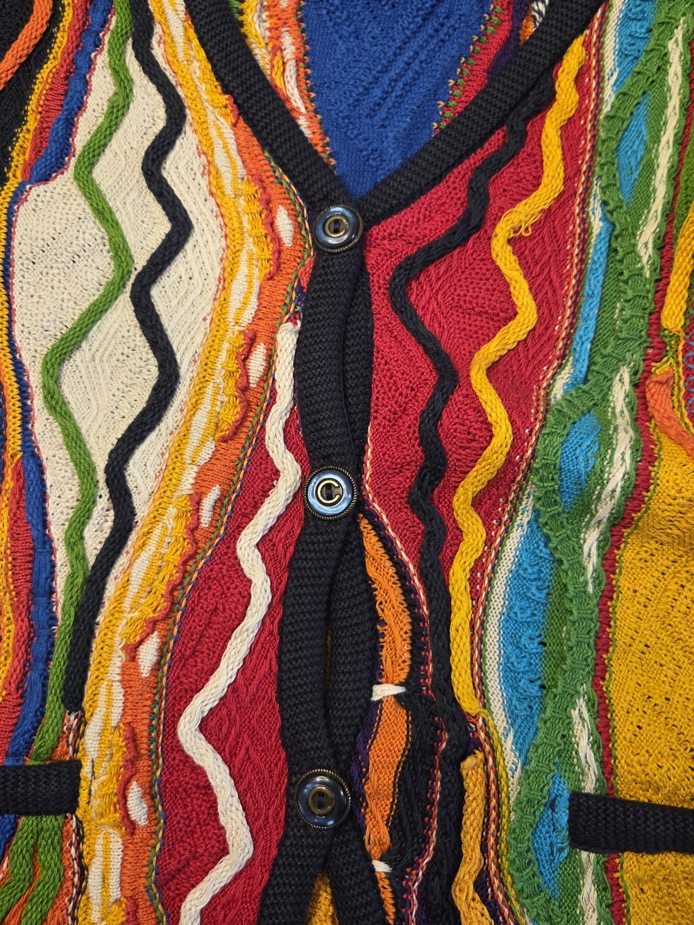 Vintage Coogi Australia Cardigan 100% Mercerised Cotton Multicolor Knit Size M - Picture 10 of 11